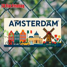 2D Flat Print, 1pc, Vintage Metal Sign, Outdoor Wall Decor, Amsterdam Sign With Classic Dutch Elements, Suitable For Home, Bar, Cafe, Garage Wall Decor, Industrial Style Decor (Random Style) - A - View 8
