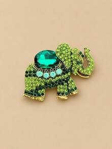 1 pieza Broche de elefante vintage de aleación con strass para mujer, accesorio de broche creativo de estilo exótico, regalo perfecto - Multicolor - Ver 14