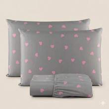 2-Piece Single Bed Sheet Set, Printed 200 Thread Count Percale Fabric, Full Elastic Hem, With Point Palito Pillowcase - Purple - View 3