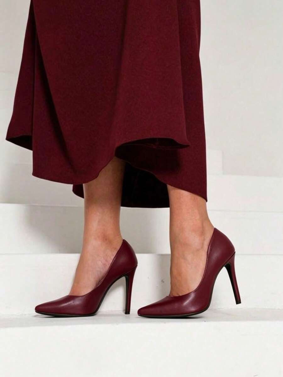 Women's 11cm High Heel Stiletto Pumps Luxury Angela Galvão Classic Congress Winter - Napa Intense Marsala - View 1
