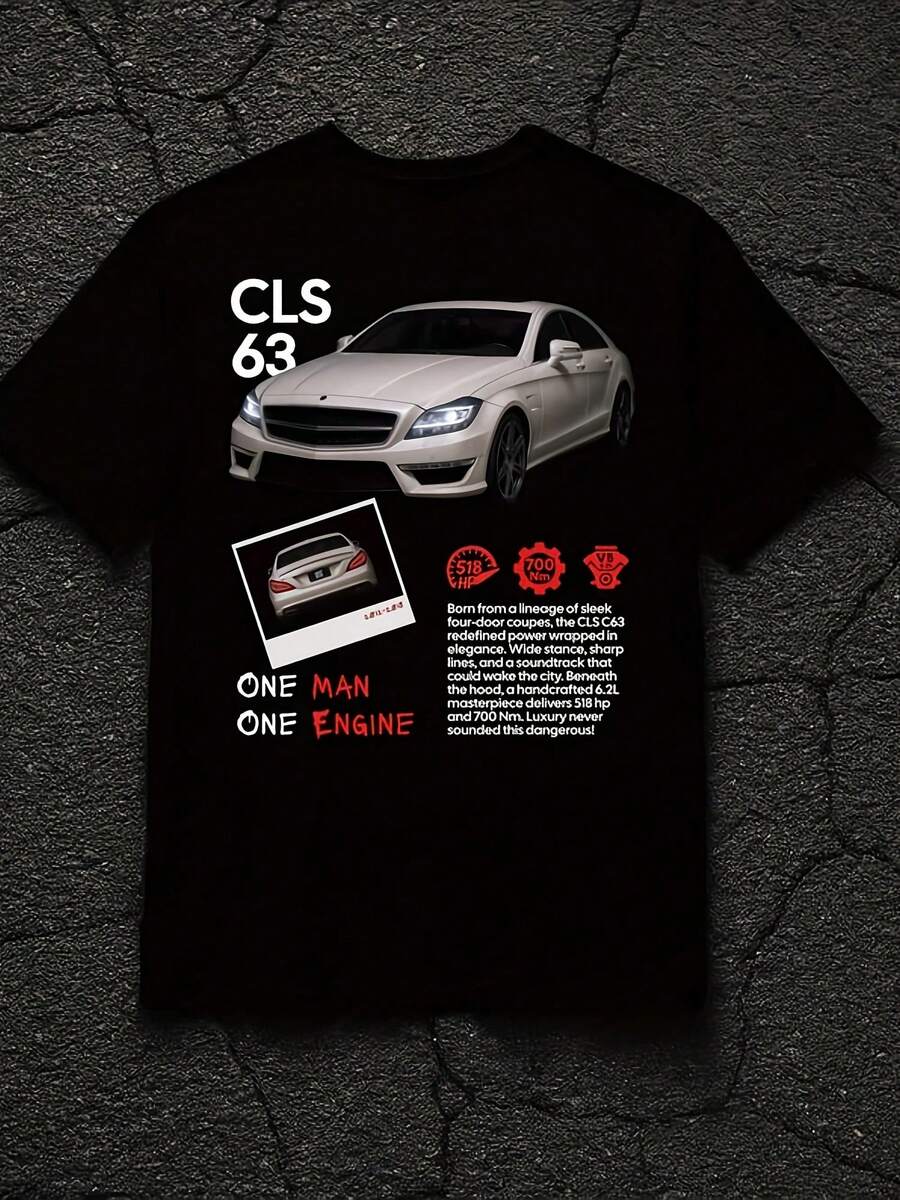 CLS 63 Car T-Shirt BLACK - Euro Car Enthusiast Tee - Automot Graphic Shirt - Gift For Car Lovers - 黑色 - 查看 1