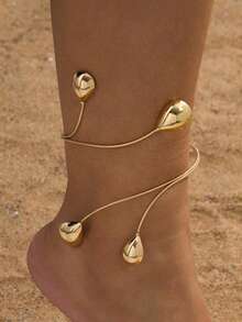 Fashion Minimalist Style Gold Water Drop Shaped Adjustable Toe Ring, Foot Jewelry, Perfect Gift For Summer Beach - A - View 6