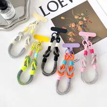 1PC Rhinestone Phone Lanyard Super Shiny Nylon Wrist Strap Anti-Lost Phone Charm Exquisite Fashionable Wristband For Women Bag Keychain Pendant High-End Full Rhinestone Chain With Spacer - Multicolor - View 2