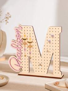 1pc Customized Wooden Letter Earring Stand, Personalized Jewelry Display Stand, Ear Stud Storage Rack, Desktop Storage Rack, Suitable For Placement On The Dressing Table. Suitable As Birthday Or Bridesmaid Gifts. - Multicolor - View 26