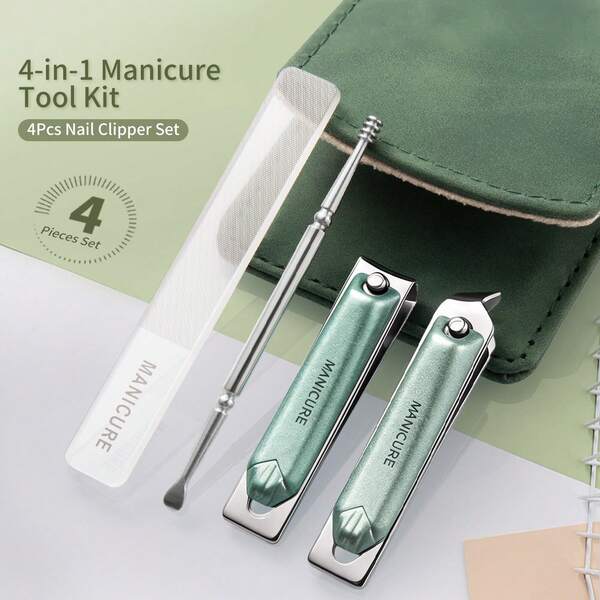Juego de Cortaúñas de Acero Inoxidable Afilado, Cortaúñas de Uñas de Mano, Lima de Uñas de Vidrio Nano, Kit de Herramientas de Cuidado de Uñas, Manicura y Pedicura