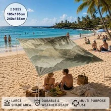 1pc Dark Green Mountain Pattern Sunshade Canopy, Outdoor Windproof Multicolor Large Size UV Protection Stable Durable Easy Installation Suitable For Beach Garden Patio, Includes Rope - Olive Green - View 7