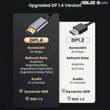 ASUS 8K 60Hz DisplayPort Cable, DP1.4 4K/144Hz DisplayPort Cable, 8K DisplayPort 1.4 Cable, Compatible With PC, Laptop, TV 8K Display - View 8