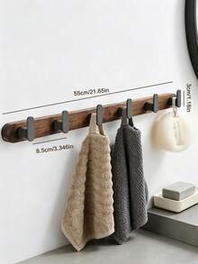 Walnut Wood Wall Mounted Coat Hooks, Storage Hanger For Bedroom Closet, Bathroom Rust-Resistant Hooks - Brown - View 15