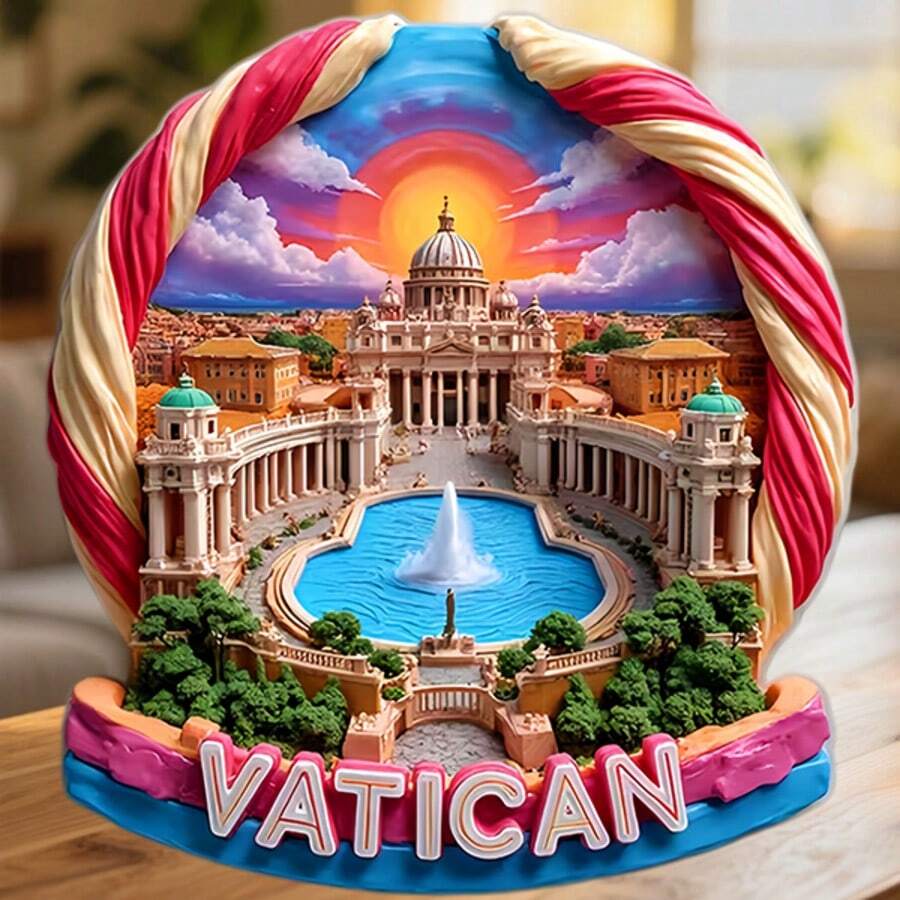 Vatican Spiral Columns Frame St. Peter's Dome And The Whisper Of Bernini's Colonnade Magnet Where The Sacred Writes Its Quiet Elegance Across The Evening Sky Keepsake For All Metal Surfaces Throughout The Home - A - View 1