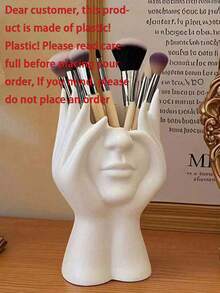 1pc Handmade Creative Human Body Art Makeup Brush Holder, Unique Human Body Art Design, Desktop Makeup Brush Storage Box, Decorative Resin Material, Handmade Desktop Or Bathroom Cosmetic Storage Box, Back To School Storage Supplies - A - View 11
