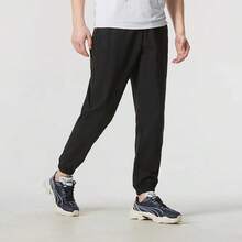 PUMA Solid Color Casual Woven Drawstring Mid-Rise Knit Joggers Unisex Black - Black - View 2