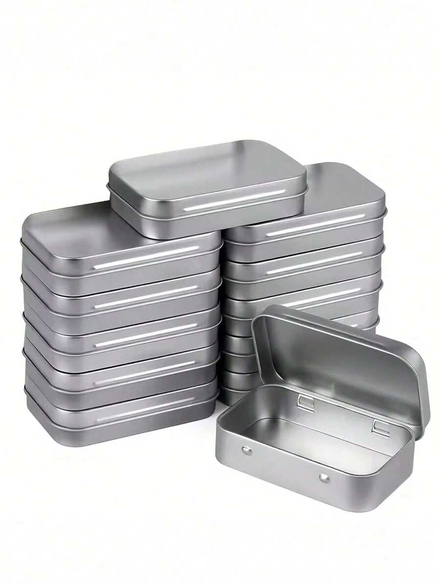 2/1pc Traditional Aluminum Storage Box With Lid, Portable Rectangular Metal Container For Organizing Small Items And Gift Cards, Flip Top, Clamshell Lid, Silver Rectangular Cigarette Box For USB Drive - Multicolor - View 1