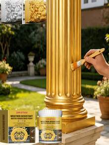 Jakehoe Weather-Resistant Water-Based Gold Paint, Decorative Gold Paint, Wear-Resistant, Corrosion-Resistant, Able To Maintain Its Golden Luster Long-Term And Give Items A High-End Texture, Extremely Convenient To Use: Apply Weather-Resistant Water-Based Gold Paint To Decorative Items With A Brush, Wait For The Surface To Dry, Then Apply A Second Coat And Let It Dry. - A - View 13
