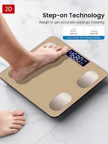 【Intelligent Golden Scales】智慧體重計 數位浴室秤 智慧 LED 體重秤 浴室工具 最大承重 400 Lbs/180 Kg 強化玻璃表面 溫度偵測 使用 AAA 電池（不含） - 彩色 - 查看 3