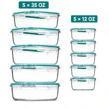 VAETTLO 5 Pack 35oz Glass Food Storage Containers With Lids, Fresh Container, Airtight Reusable Meal Prep Lunch Container Set,  For Oven, Microwave, Freezer, And Dishwasher - View 10