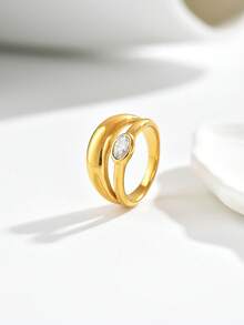 1pc Niche Premium Versatile Square Long Rhinestone Ring, Heart-Shaped Mother Of Pearl Ring, Marquise Zirconia Ring, Thin Pave Ring And More Styles Adjustable Index Finger Ring, Commute Date Elegant Layering Accessory, Exquisite Jewelry Gift For Best Friend And Girlfriend - Yellow Gold - View 25