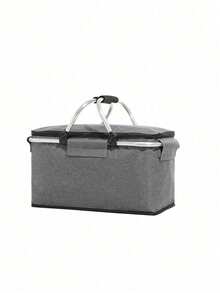Foldable Insulated Picnic Basket, Thickened Aluminum Frame, Aluminum Foil Lining With Oxford Cloth Material, Waterproof, Leak-Proof, Cold-Keeping, Fresh-Keeping, Large Capacity, Strong Load-Bearing; Portable Dual Zipper Design, Easy To Clean, Suitable For Camping, Picnic - A - View 11
