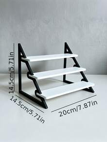 1pc 3 Tier Stepped Display Shelf, Desktop Step Display Rack For Cosmetics Jewelry Storage And Organizing, Wood Plastic Material, Modern Desktop Display Style, Stepped Tier Pattern, Jewelry Cosmetic Display Rack, For Home Bedroom Boutique Store Use - Multicolor - View 4