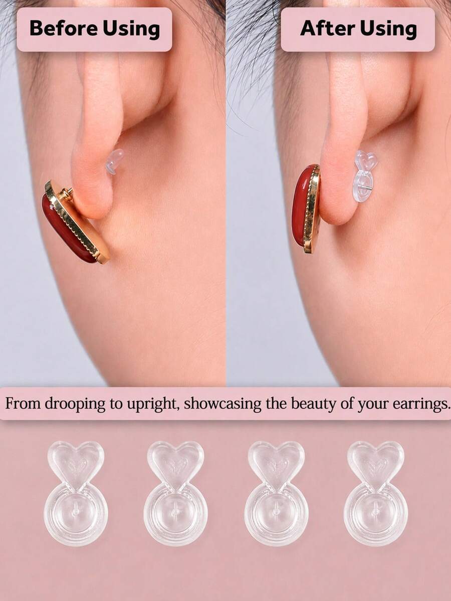 4/8/10/12/14pcs Rubber Earring Backs, Silicone Anti-Drop Anti-Clogging Ear Plugs, Earring Backs, Suitable For Hook Earrings, Earrings And Ear Lobe Replacement Parts (Upgraded Air Cushion Version) - Upgraded Version - View 1