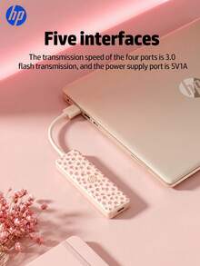 HP DHC-CT100D 4-In-1 Type-C Docking Station, 4K HDMI Projection, PD Fast Charging, USB 2.0 Hub Converter, Compatible With Apple MacBook And All Type-C Laptops, Rose Red - View 2