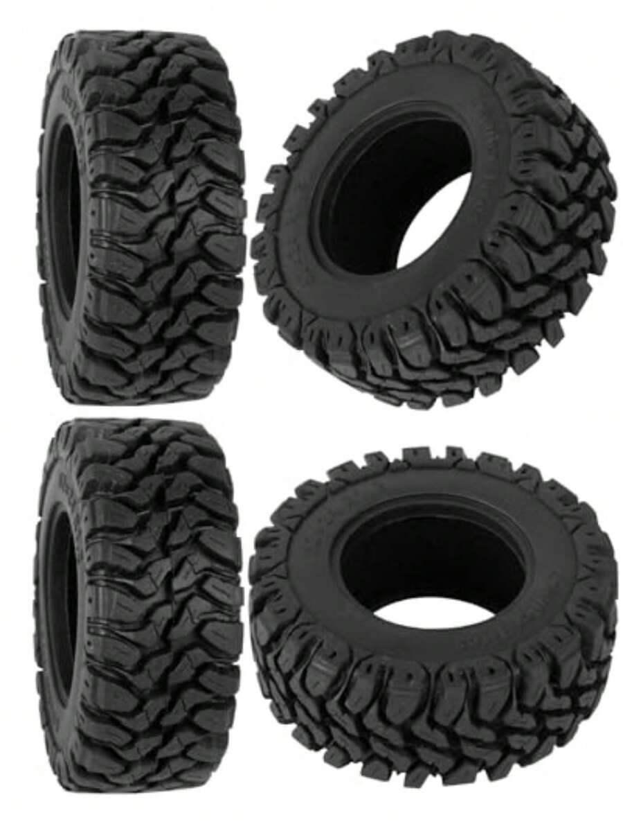 RcarmumbWow RC - Llantas Beadlock de 1.2 pulgadas, 62 x 24 mm, para 1/18 Trx4 m, 1/24 SCX24 FCX24 RC Crawler Car, neumáticos de goma suave pegajosa de 1.2 pulgadas, 4 unidades - Estilo B 4pcs - Ver 1