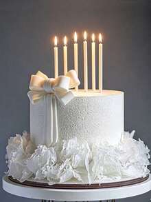 6pcs/24pcs White Pearlescent Long Straight Birthday Fairy Atmosphere Anniversary Holiday Party Cake Decoration Photo Prop Candles - View 3
