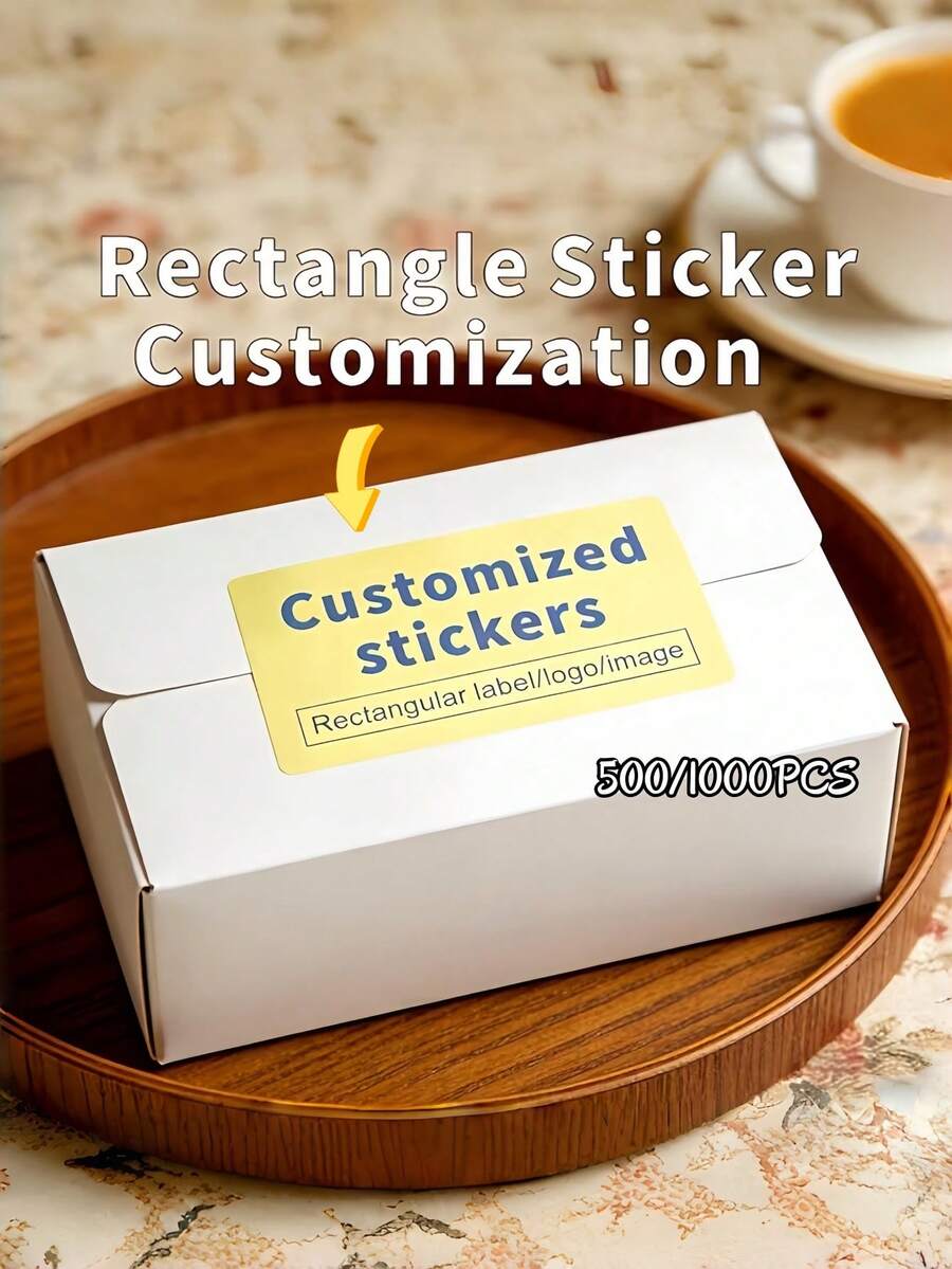 500/1000pcs Customized Rectangular Stickers, Customized Labels, Rectangular Labels, Customized Stickers, Logo Stickers, Packaging Stickers, Opening Stickers - Promotional Business Stickers - Holiday And Event Stickers - Customizable Marketing And Branding Stickers - Multicolor - View 1