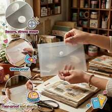 Sticker Storage Box, Transparent Plastic Envelopes With Snap Buttons, 12pcs Waterproof And Durable, For Storing Stickers, Scrapbooking, Washi Tape, Scrapbook And Stamp Supplies (Mixed Sizes), Scrapbook Storage (Stickers Not Included) - Snap-button - View 6