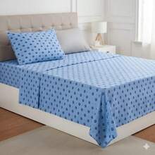 2-Piece Single Bed Sheet Set, Printed 200 Thread Count Percale Fabric, Full Elastic Hem, With Point Palito Pillowcase - 墨綠色 - 查看 2