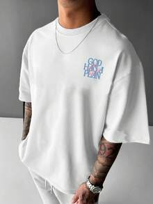 Unisex Summer Layered Print English Slogan Casual Short Sleeve T-Shirt | Loose Healing Top - White - View 4