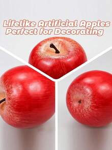 Realistic Artificial Red Apple With Stem, Faux Fruit Decor, Simulated Fruit Ornament For Christmas Home Tabletop Decoration, Fruit Basket Filler And Photography Prop - Red - View 2