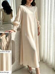 1pc Soft Muslim Dress, Soft Touch And Cool Feel, Multiple Color Options, No Fading, No Discoloration, Classic Versatile Style Suitable For Any Occasion, Easy To Match Abaya - Multicolor - View 4