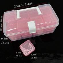 32 piezas Juego de cajas organizadoras de plástico transparente con divisores ajustables Ideal para DIY, joyería, nail art y manualidades! Cajas compactas y portátiles con compartimentos personalizables: perfectas para almacenar cuentas, abalorios, charms, esmaltes, herramientas de uñas, pigmentos, perlas y acceso - rosa - Ver 1