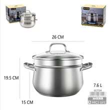 قدر حساء من الفولاذ المقاوم للصدأ، قدر بخار ياباني صغير، للاستخدام المنزلي، رف البخار، قاع سميك، قدر بخار أحادي الطبقة - مشاهدة 12
