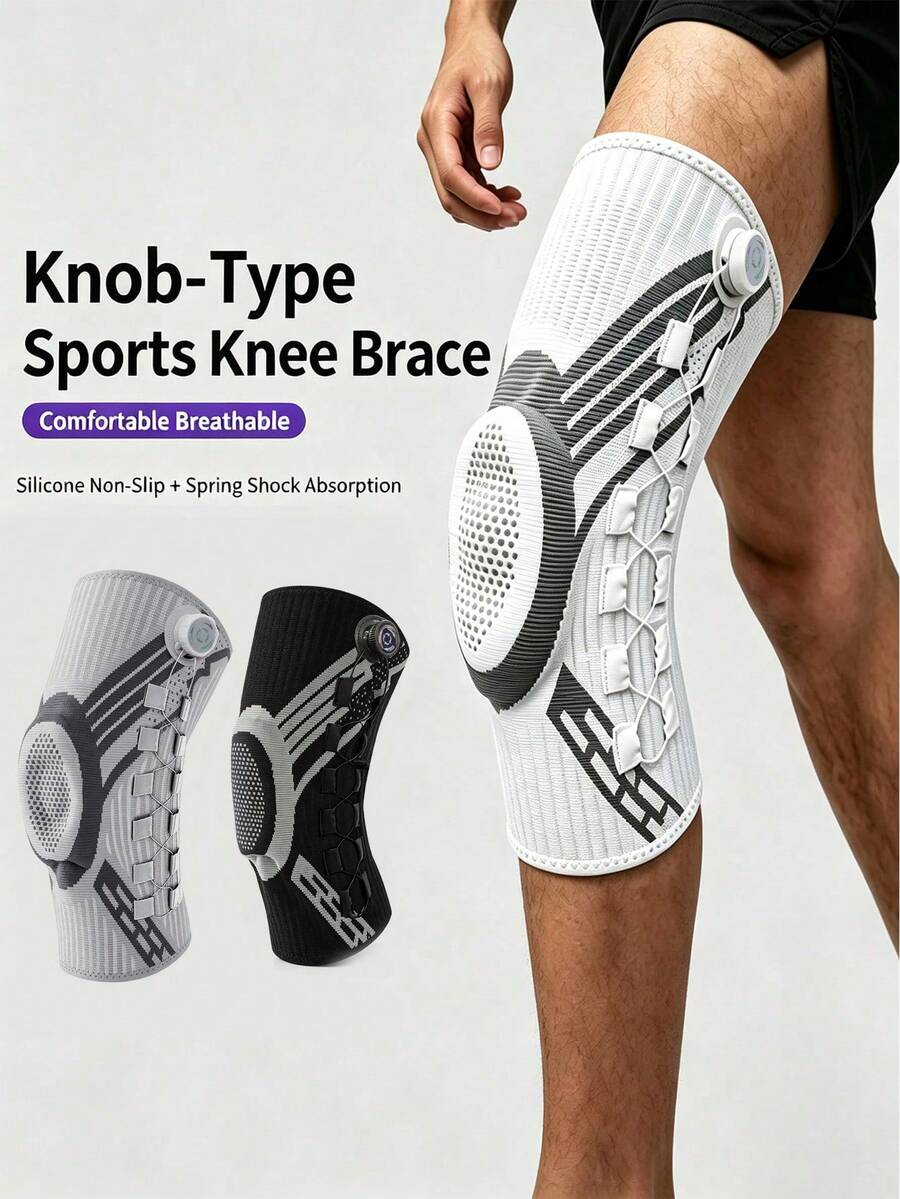 1PC Adjustable Rotary Knob Compression Knee Sleeve, Anti-Slip Sports Knee Brace For Fitness, Basketball And Outdoor Activities, Button Rotation Needs To Be Pulled Out, Halloween Gift - Multicolor - View 1