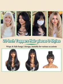 20-Inch Synthetic Comb-Style Fringe Wig, Suitable For People With Sparse Hair; Featuring Long-Layered Straight Hair Style, With The Hair Color Changing From Brown To Gold; Specially Designed For Women For Use At Halloween And Christmas Parties. - Multicolor - View 8