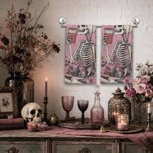 2/4/48pcs Halloween Series Floral & Skull Pattern Printed Kitchen Towels - Super Soft, Highly Absorbent Polyester Dishcloths & Hand Towels, Perfect For Holiday Decor, Kitchen Decor, Party Decor - Multicolor - View 3