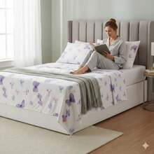 2-Piece Single Bed Sheet Set, Printed 200 Thread Count Percale Fabric, Full Elastic Hem, With Point Palito Pillowcase - 摩卡棕 - 查看 2