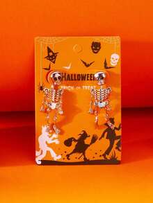 2pcs Halloween Skull/Bone Design Earrings, Suitable For Holiday Wear - Multicolor - View 5