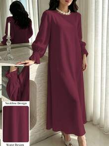 1pc Soft Muslim Dress, Soft Touch And Cool Feel, Multiple Color Options, No Fading, No Discoloration, Classic Versatile Style Suitable For Any Occasion, Easy To Match Abaya - Multicolor - View 10