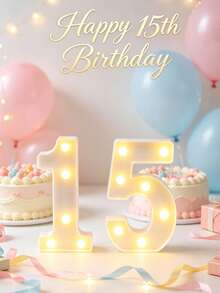 21cm 1st 16th 18th 20th 30th 50th 60th Birthday Party Decor LED Marquee Number Lights, Battery Powered, Anniversary/Wedding/Proposal Decor,Classroom Dorm Decor Illuminated Number Sign,Light Up Numbers Sign For Birthday Party Decor,Christmas Decor - White - View 17