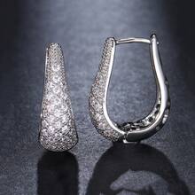 1 Pair Fashionable Elegant Cubic Zirconia Earrings Suitable For Women's Daily, Party And Holiday Wear - White Gold - View 6