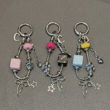 Y2K Star Bow Charm Phone Strap, Metal Snake Chain Bag Pendant, Cute Aesthetic Keychain Hanging Accessory For Handbag Backpack - Multicolor - View 2