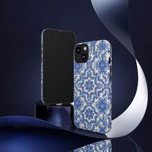 Azulejo Tile Phone Case | White Portuguese Azulejo Tile Pattern Effect Cover Design |   Pixel - 白色 - 查看 9