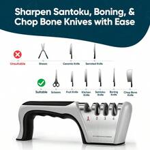 Pengasah Pisau Multifungsi 4-in-1, Pengasah Pisau Profesional 4 Slot, Perbaikan Sekali Klik untuk Pisau dan Gunting, Cepat dan Efisien, Alas Anti Selip, Cocok untuk Pisau dan Gunting Keramik dan Baja, Peralatan Dapur Penting - MultiWarna - View 7