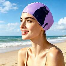 Unisex Silicone Swim Cap, Cat Pattern Swimming Cap, Waterproof Anti-Slip, Comfortable Breathable, High Elasticity, Unisex, Swimming Equipment, Beach Essential, Beach Accessory, Pool Float - Multicolor - View 10