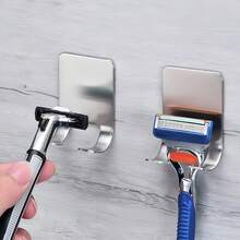 Heavy Duty Stainless Steel Razor Hook, No Drilling Installation; Waterproof Wall-Mounted Razor Holder; Suitable For Tile Bathroom Walls; Space-Saving Bathroom Shower Accessory; Men's Shaving Tool Storage - A - View 10