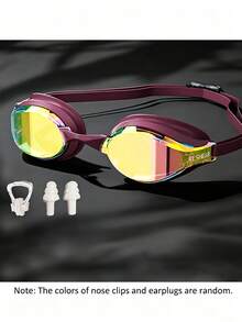 Elektroplattierte Schwimmbrillen für Erwachsene, Mehrteiliges Schwimmbrillen Set, Professionelle Wettkampf Schwimmbrillen + Nasenclip + Ohrstöpsel Set, Hochauflösende wasserdichte Anti-Beschlag Schwimmbrillen Unisex Silikon verstellbare Wettkampf Schwimmbrillen, geeignet für Schwimmen, Surfen und Strandurlaub Lässig - A - Übersicht 11