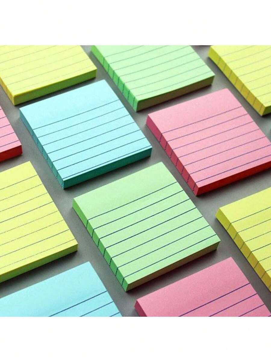 100pcs Colorful Horizontal Line Sticky Notes Random Colors - Multicolor - View 1