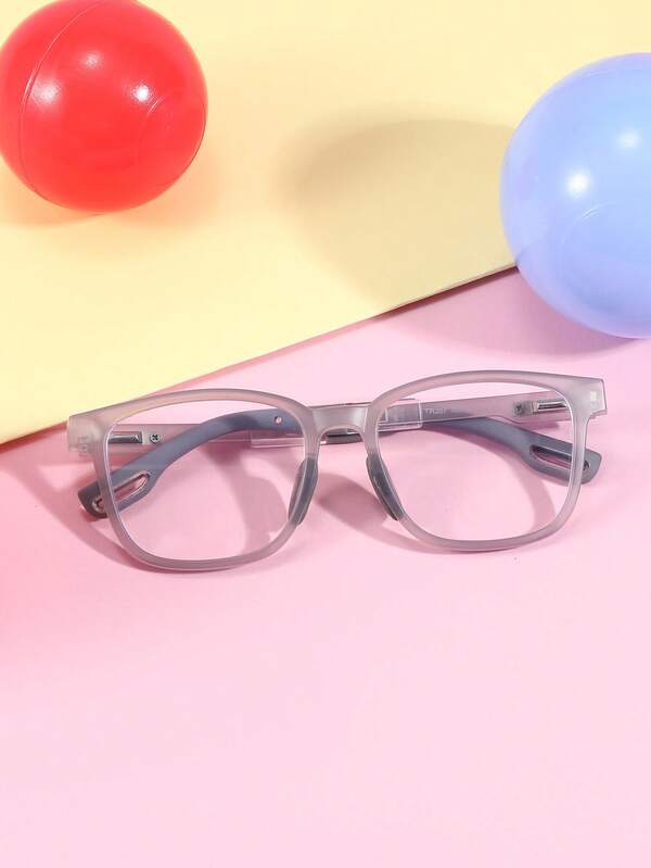 1 Pair Kids Fashion Dual-Color Silicone Non-Prescription Glasses, Suitable For 3-12 Years Old Boys And Girls, Versatile Style, Personalized Photo Posing, Comfortable And Ultra-Lightweight